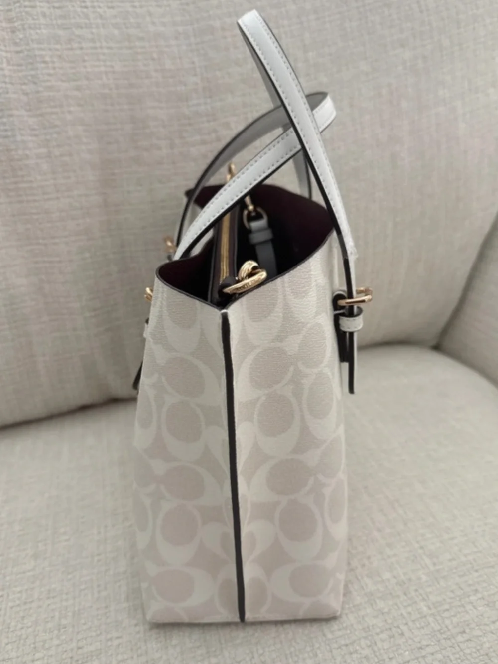 Coach Mollie Tote 25 Bag In Signature Canvas White Chalk C4250